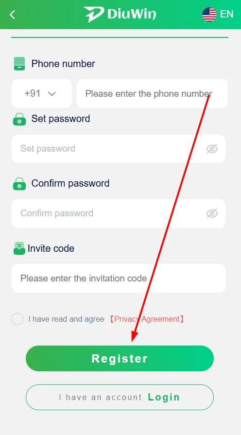 Click the register button